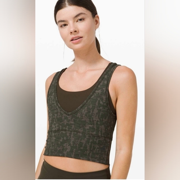 Lululemon Power Pivot Tank *Tough Heathered PU Bronze Green Dark Olive - Picture 3 of 6